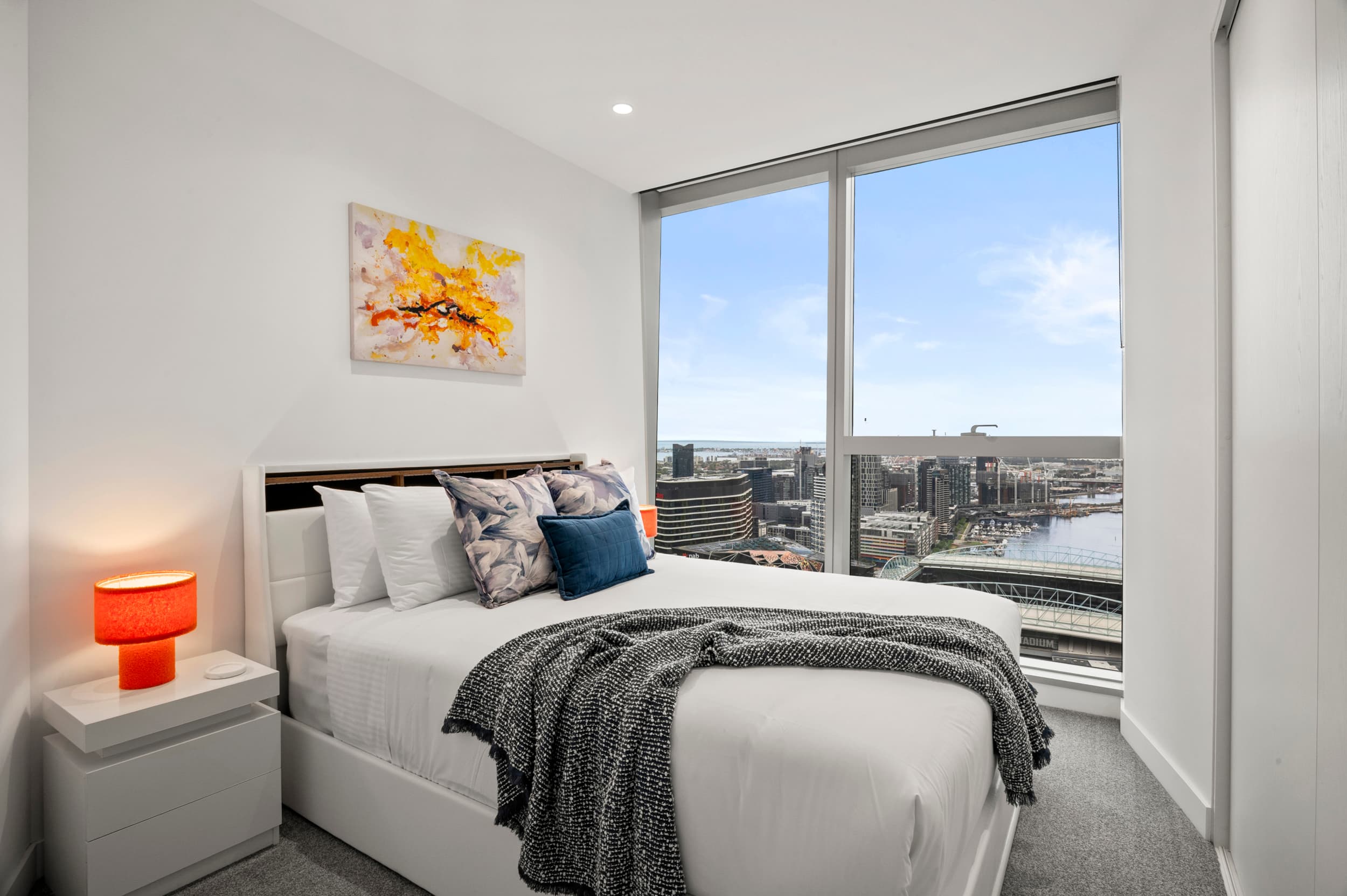 Third bedroom in 3-bedroom Melbourne CBD apartment sleeping up to 8 guests
