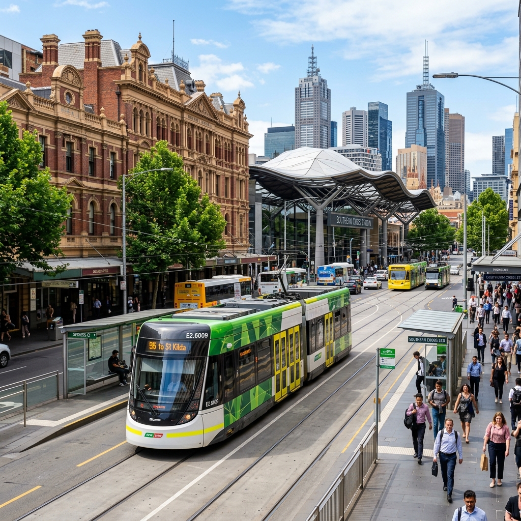 Melbourne CBD Tram near Southern Cross Station