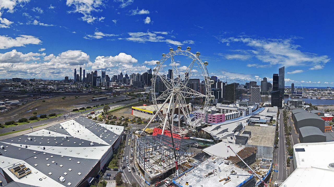Aerial View of Melbourne Star and Docklands Precinct