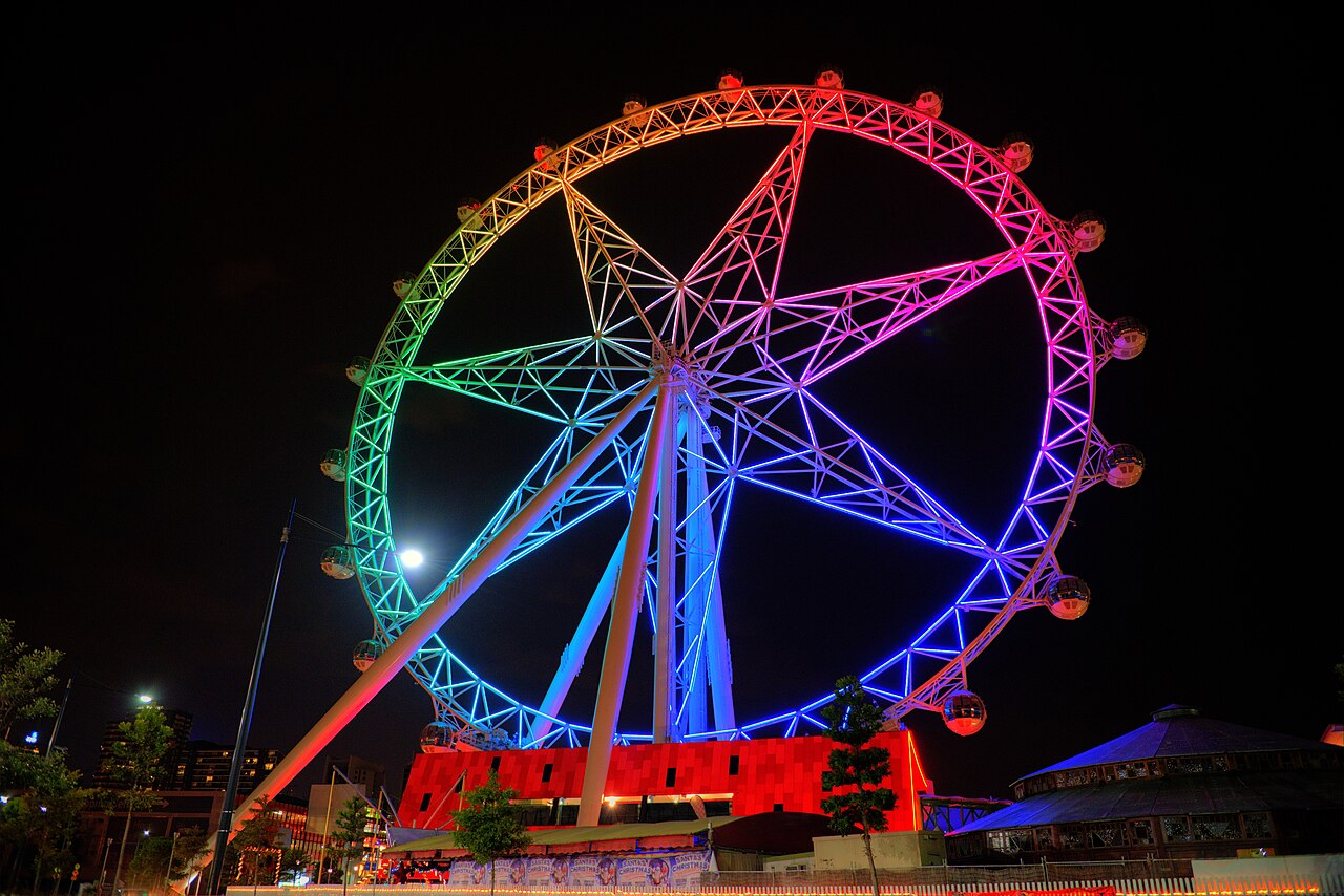 Melbourne Star Dynamic LED Light Show at Night
