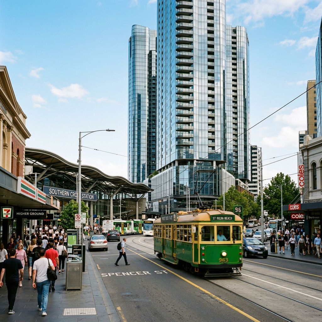 Spencer Street Melbourne near West Side Place and Southern Cross Station